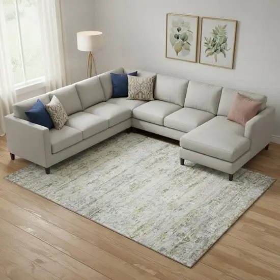 Taupe Brown And Beige Striped Washable Area Rug With UV Protection Photo 2