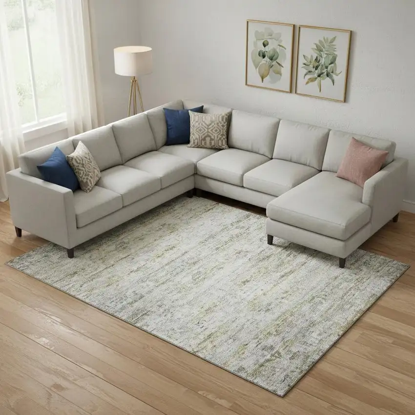 Taupe Brown And Beige Striped Washable Area Rug With UV Protection Photo 2