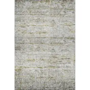 Photo of Taupe Brown And Beige Striped Washable Area Rug With UV Protection