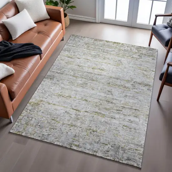 Taupe Brown And Beige Striped Washable Area Rug With UV Protection Photo 5
