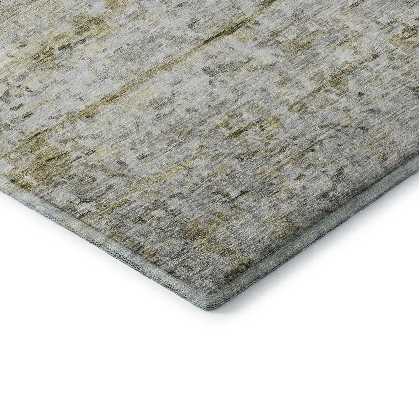 Taupe Brown And Beige Striped Washable Area Rug With UV Protection Photo 7