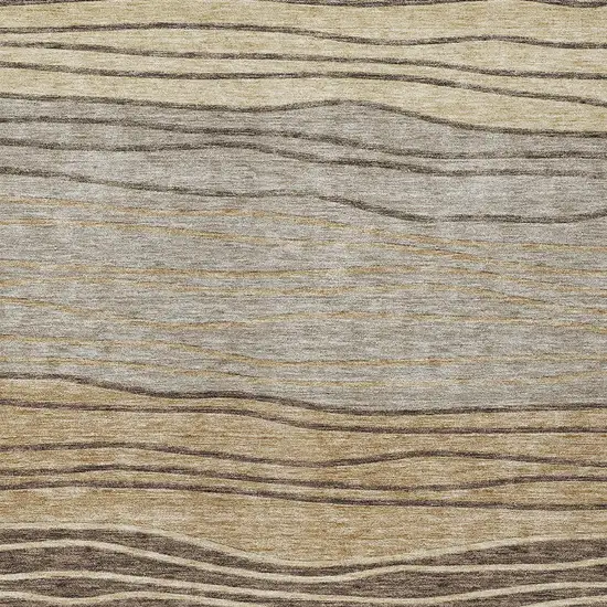 Taupe Brown And Beige Striped Washable Indoor Outdoor Area Rug Photo 5