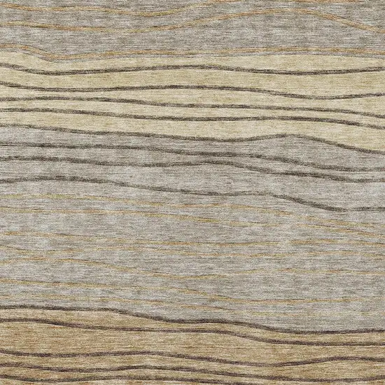 Taupe Brown And Beige Striped Washable Indoor Outdoor Area Rug Photo 4