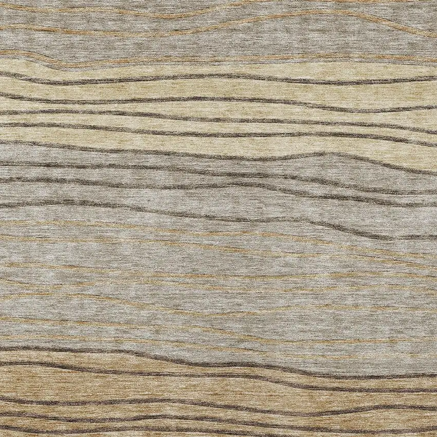 Taupe Brown And Beige Striped Washable Indoor Outdoor Area Rug Photo 4