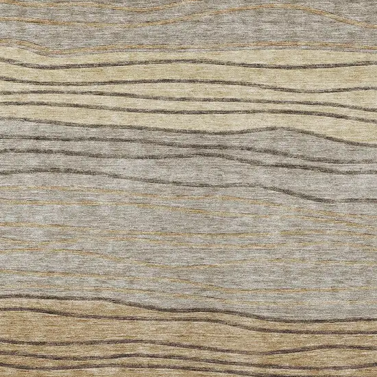 Taupe Brown And Beige Striped Washable Indoor Outdoor Area Rug Photo 5