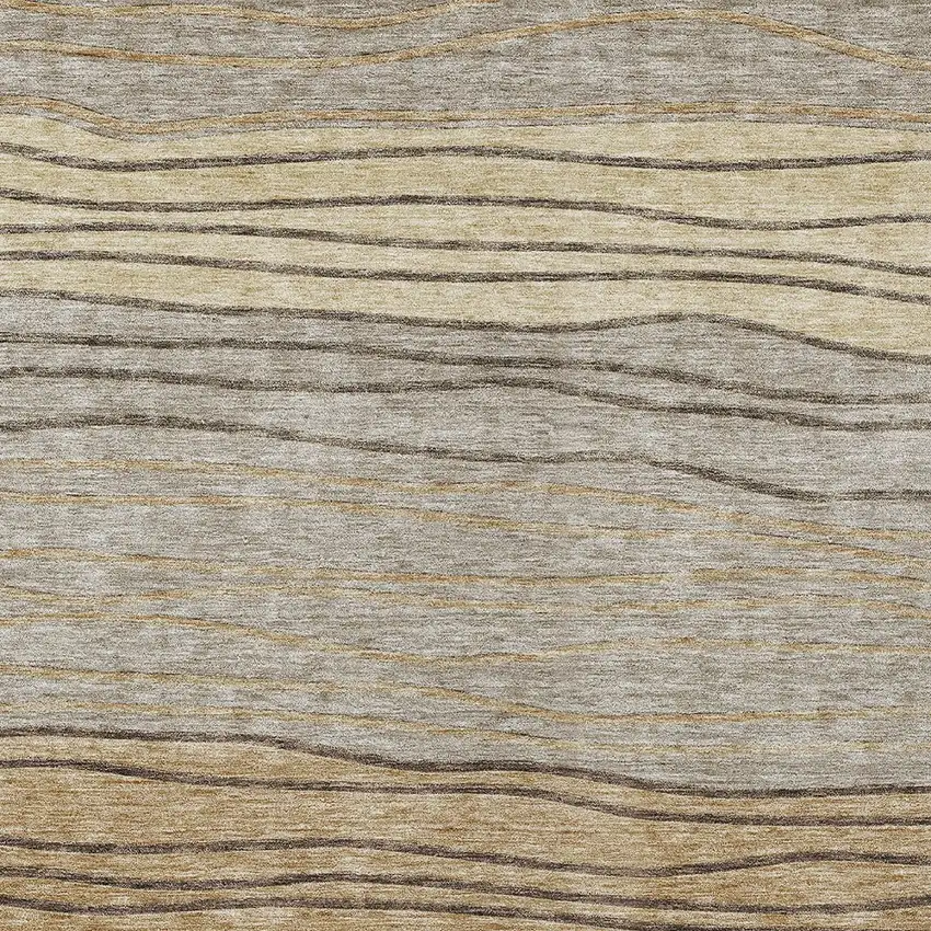 Taupe Brown And Beige Striped Washable Indoor Outdoor Area Rug Photo 5