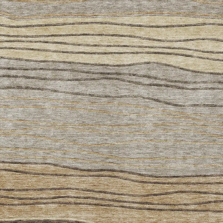 Taupe Brown And Beige Striped Washable Indoor Outdoor Area Rug Photo 4