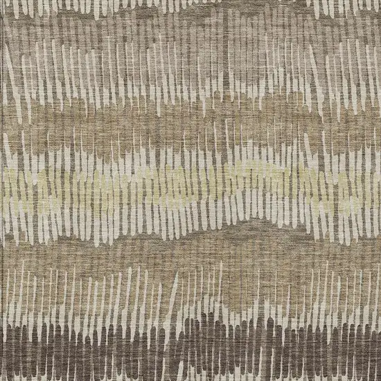 Taupe Brown And Beige Striped Washable Indoor Outdoor Area Rug Photo 7