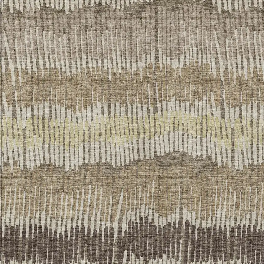 Taupe Brown And Beige Striped Washable Indoor Outdoor Area Rug Photo 7