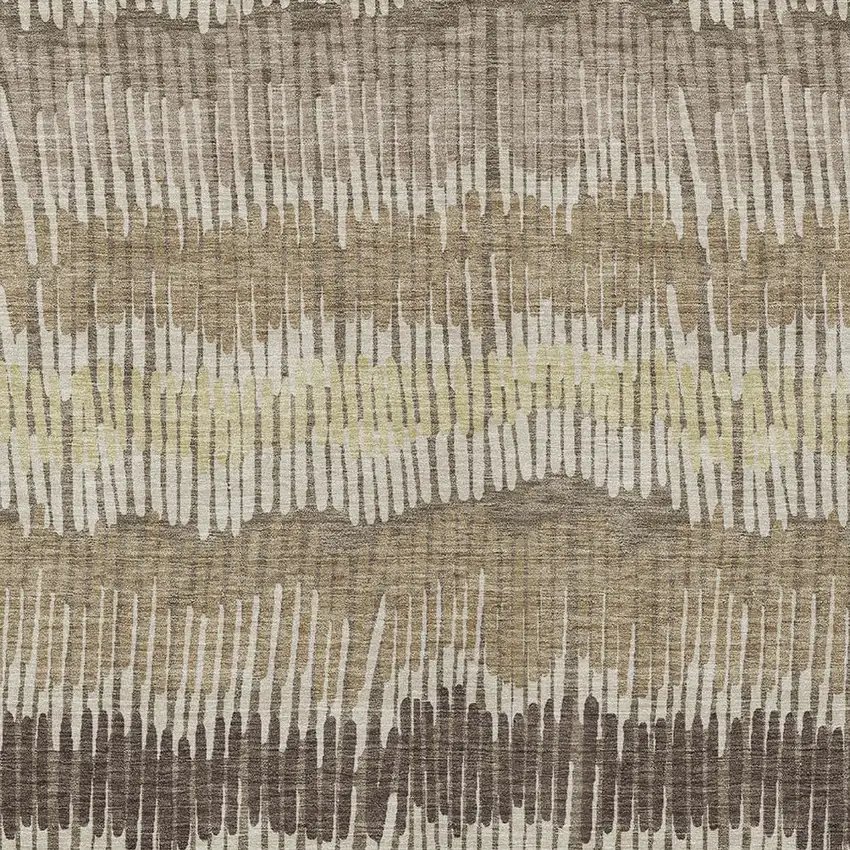 Taupe Brown And Beige Striped Washable Indoor Outdoor Area Rug Photo 7