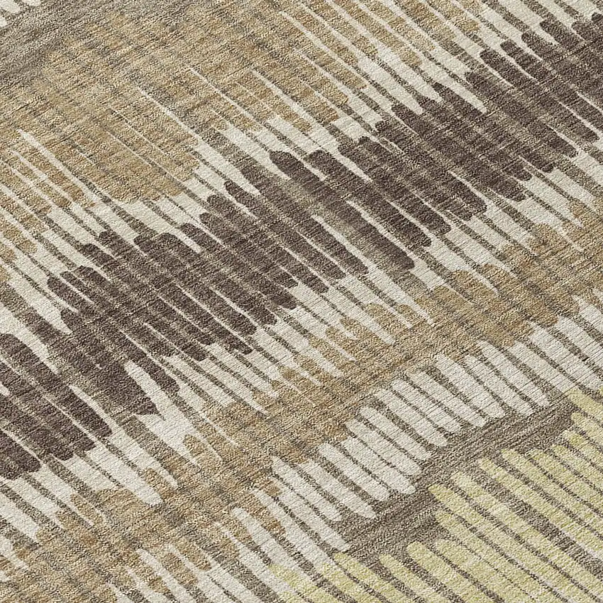 Taupe Brown And Beige Striped Washable Indoor Outdoor Area Rug Photo 6