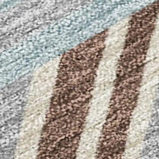 Taupe Brown And Blue Patchwork Washable Indoor Outdoor Area Rug Photo 2