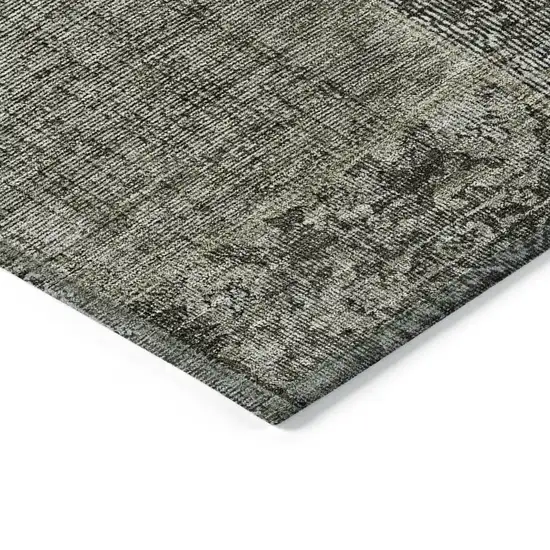 Taupe Brown And Charcoal Patchwork Washable Indoor Outdoor Area Rug Photo 5