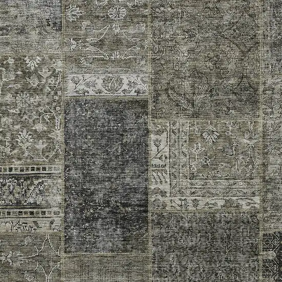Taupe Brown And Charcoal Patchwork Washable Indoor Outdoor Area Rug Photo 7