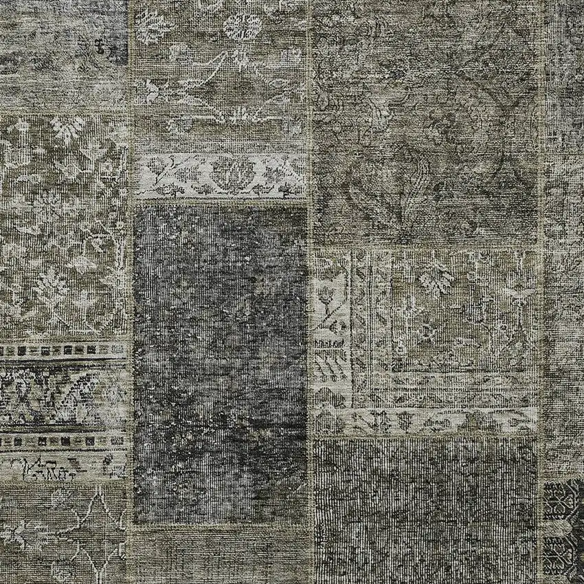 Taupe Brown And Charcoal Patchwork Washable Indoor Outdoor Area Rug Photo 7