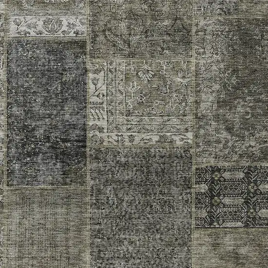 Taupe Brown And Charcoal Patchwork Washable Indoor Outdoor Area Rug Photo 7