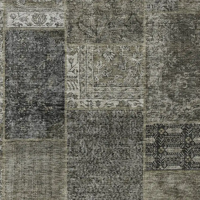 Taupe Brown And Charcoal Patchwork Washable Indoor Outdoor Area Rug Photo 7