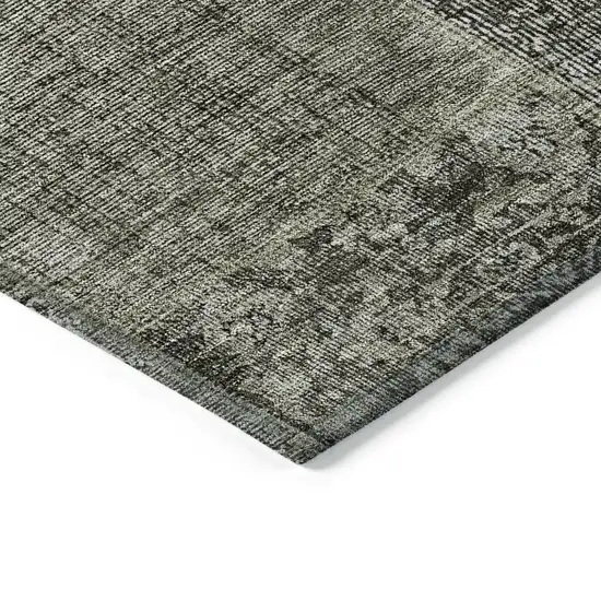 Taupe Brown And Charcoal Patchwork Washable Indoor Outdoor Area Rug Photo 5