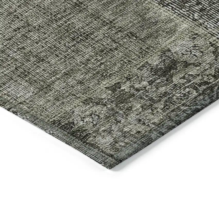 Taupe Brown And Charcoal Patchwork Washable Indoor Outdoor Area Rug Photo 5