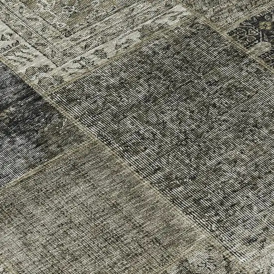 Taupe Brown And Charcoal Patchwork Washable Indoor Outdoor Area Rug Photo 6