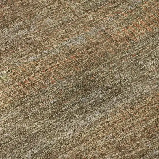 Taupe Brown And Copper Striped Washable Area Rug With UV Protection Photo 1