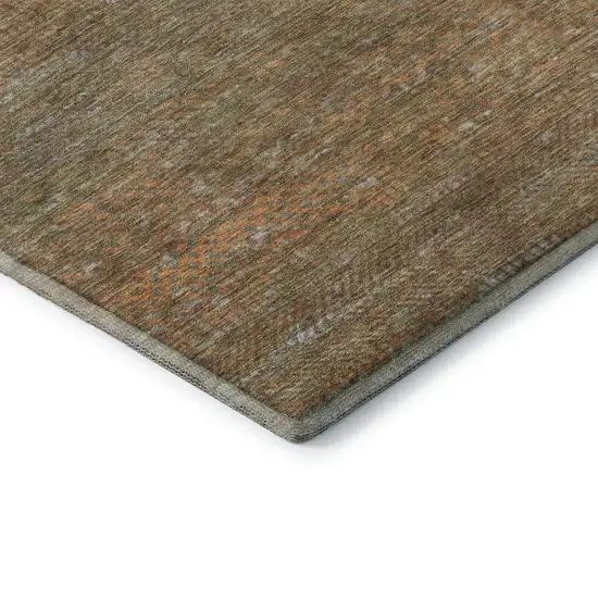 Taupe Brown And Copper Striped Washable Area Rug With UV Protection Photo 6