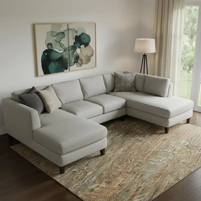 Taupe Brown And Copper Striped Washable Area Rug With UV Protection Photo 2