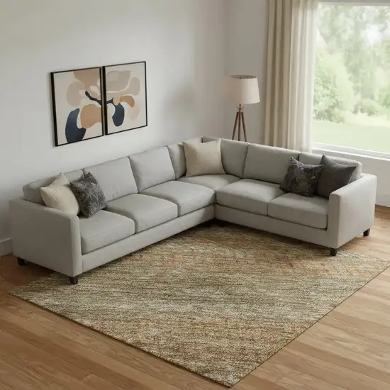 Taupe Brown And Copper Striped Washable Area Rug With UV Protection Photo 2