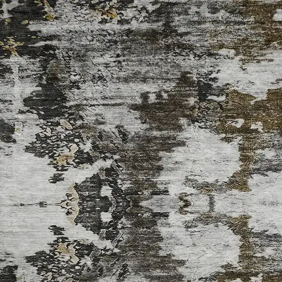 Taupe Brown And Gold Abstract Washable Indoor Outdoor Area Rug Photo 4