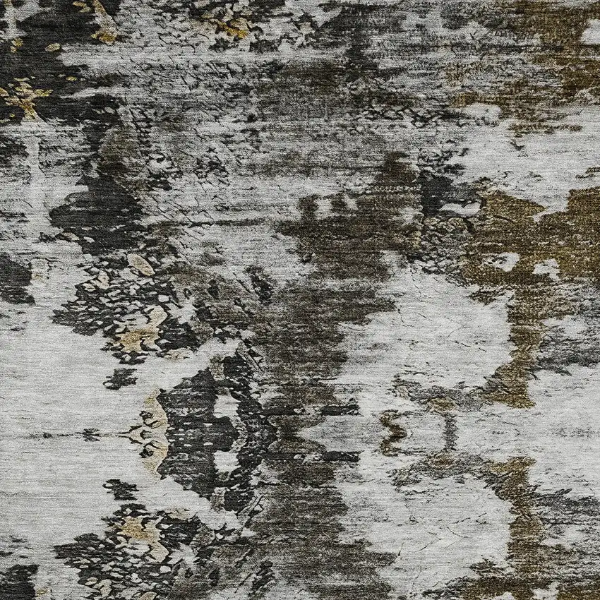 Taupe Brown And Gold Abstract Washable Indoor Outdoor Area Rug Photo 4