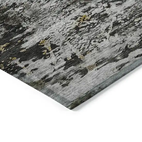 Taupe Brown And Gold Abstract Washable Indoor Outdoor Area Rug Photo 3