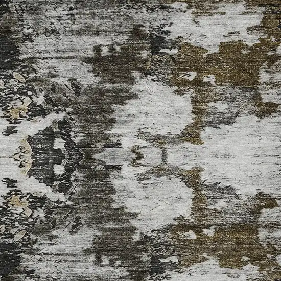 Taupe Brown And Gold Abstract Washable Indoor Outdoor Area Rug Photo 4