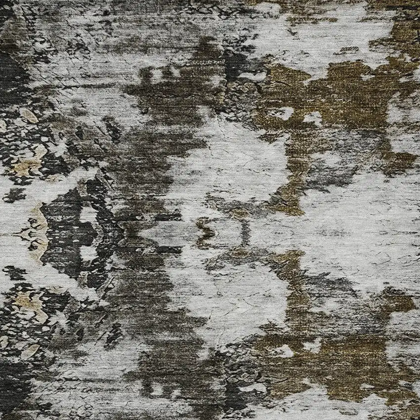 Taupe Brown And Gold Abstract Washable Indoor Outdoor Area Rug Photo 4