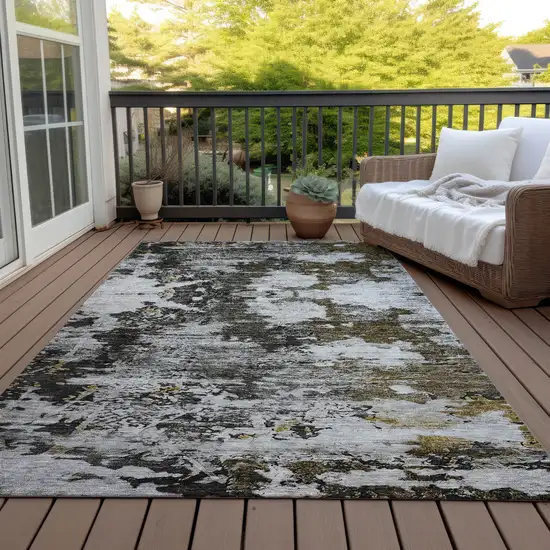Taupe Brown And Gold Abstract Washable Indoor Outdoor Area Rug Photo 6