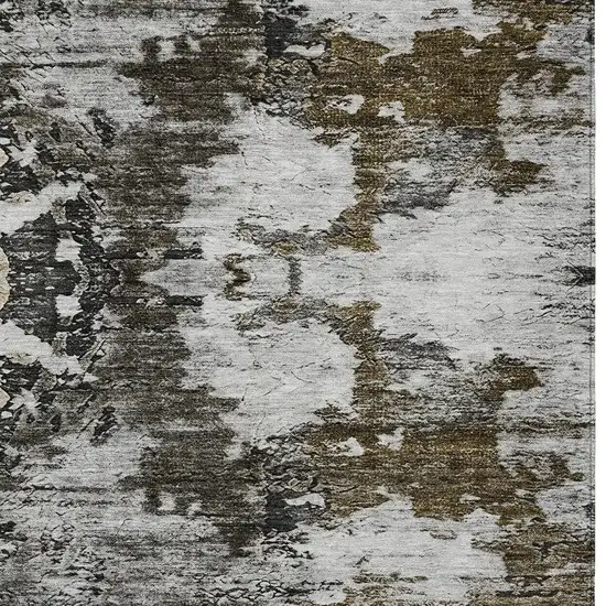 Taupe Brown And Gold Abstract Washable Indoor Outdoor Area Rug Photo 4