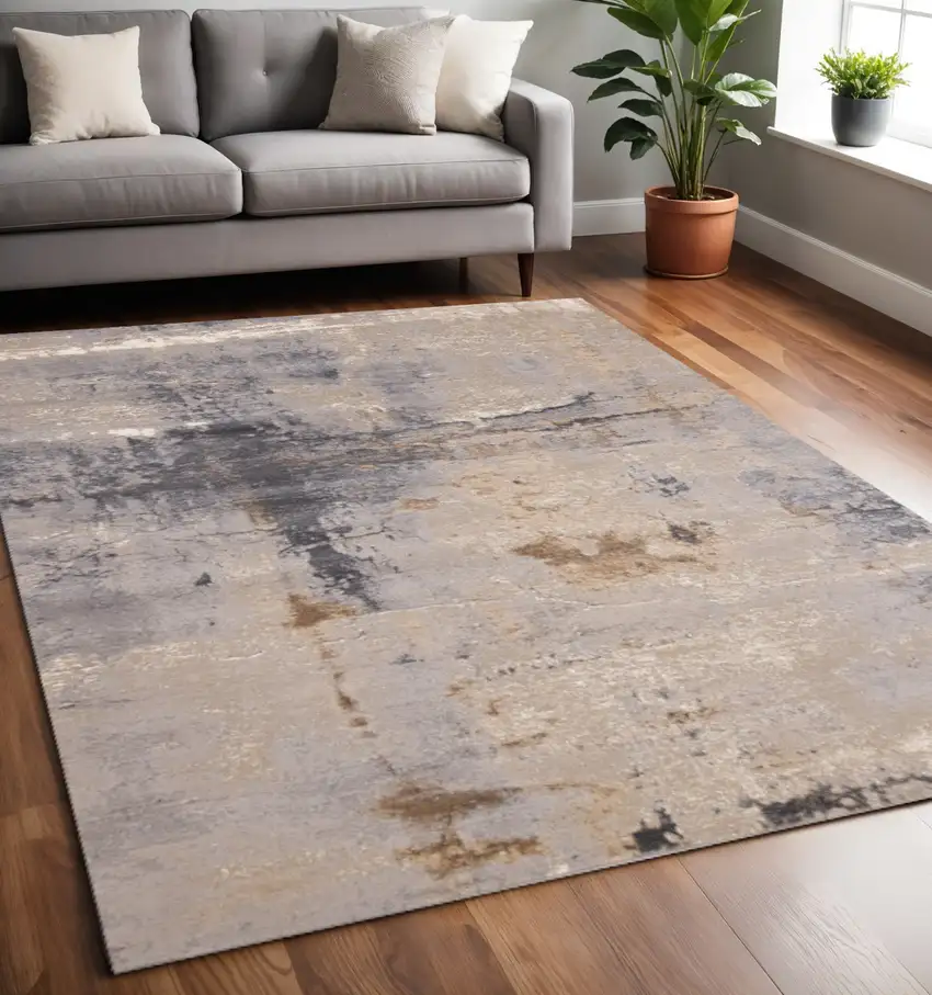 Taupe Brown And Gray Abstract Area Rug Photo 1