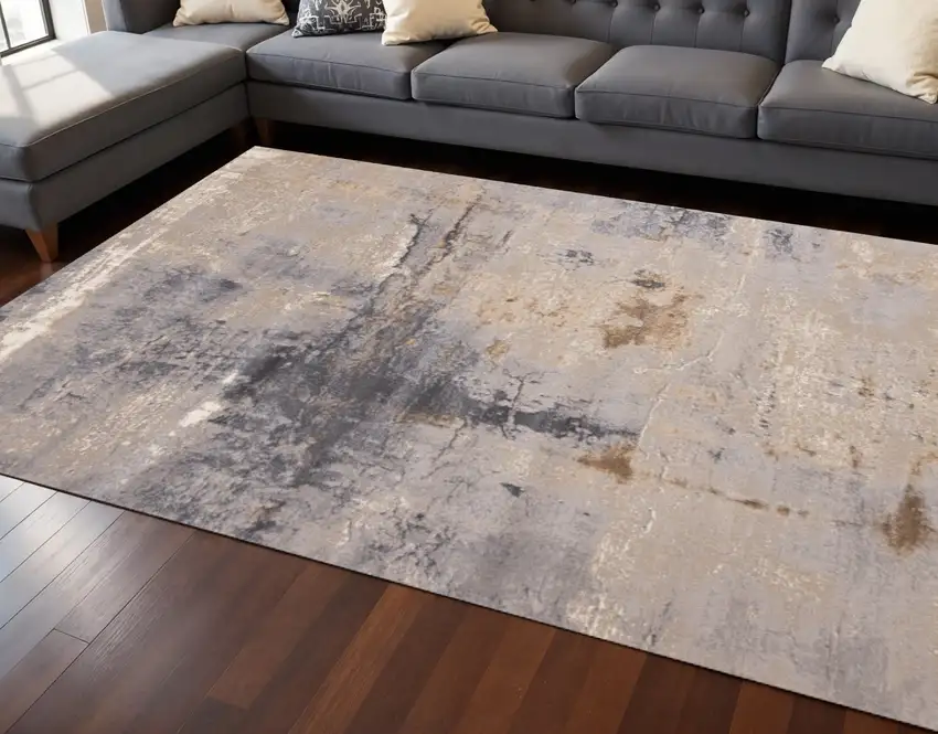 Taupe Brown And Gray Abstract Area Rug Photo 1
