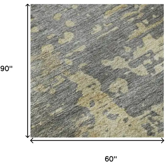 Taupe Brown And Gray Abstract Washable Area Rug With UV Protection Photo 9