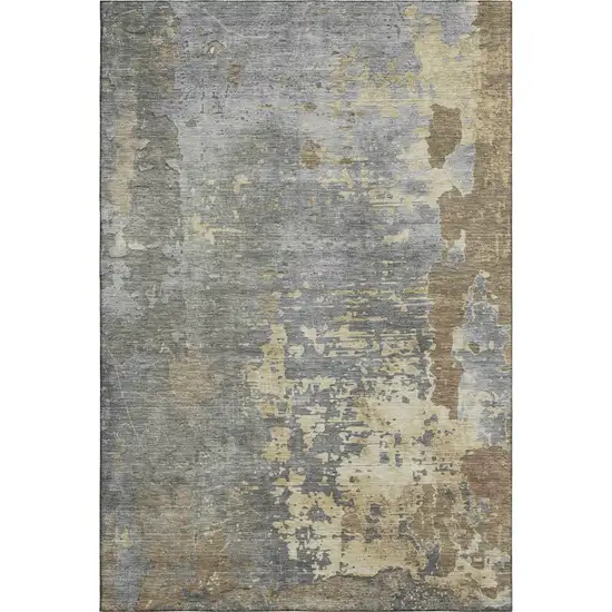 Taupe Brown And Gray Abstract Washable Area Rug With UV Protection Photo 6