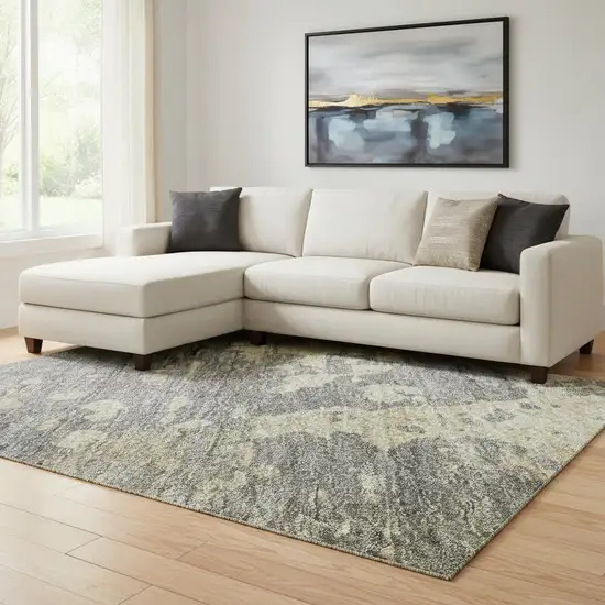 Taupe Brown And Gray Abstract Washable Area Rug With UV Protection Photo 2