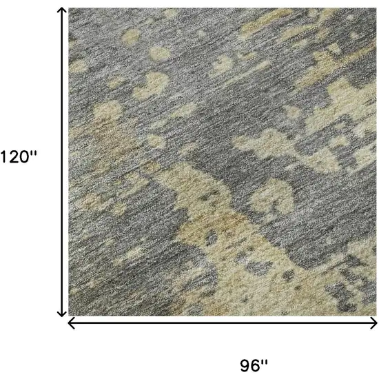 Taupe Brown And Gray Abstract Washable Area Rug With UV Protection Photo 9