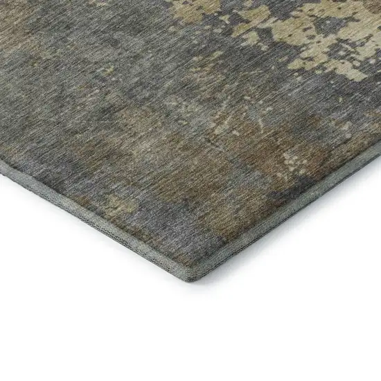 Taupe Brown And Gray Abstract Washable Area Rug With UV Protection Photo 7