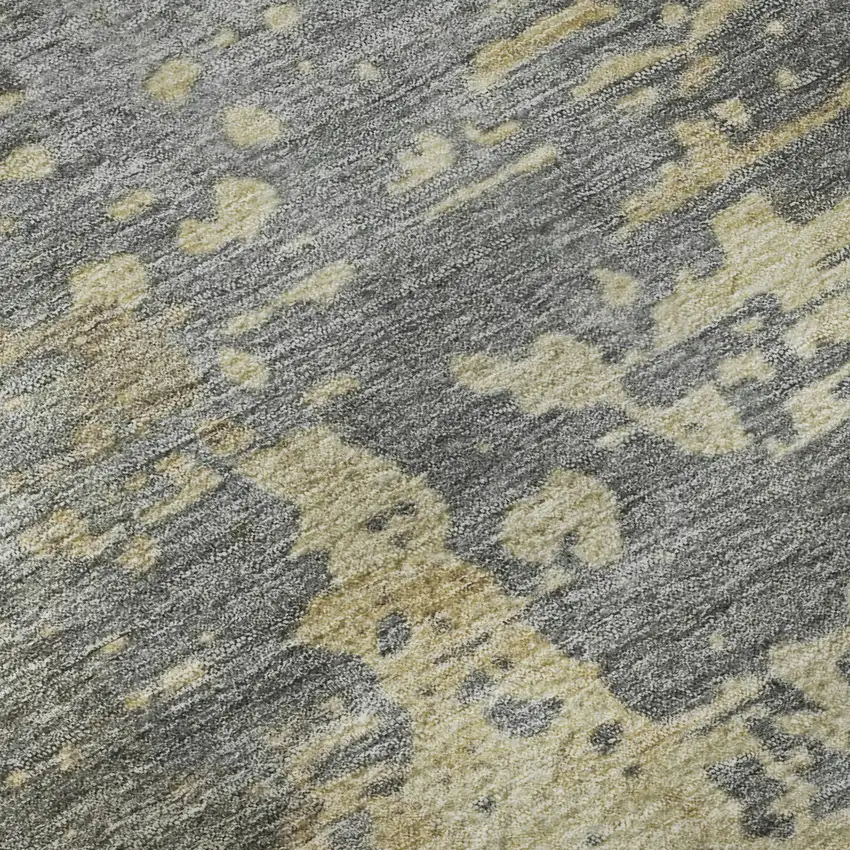 Taupe Brown And Gray Abstract Washable Area Rug With UV Protection Photo 1