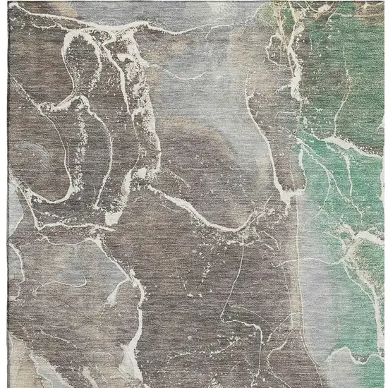Taupe Brown And Gray Abstract Washable Area Rug With UV Protection Photo 2