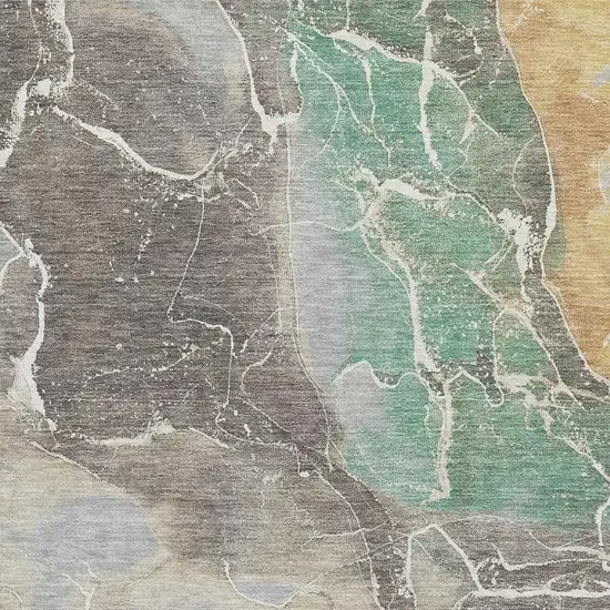 Taupe Brown And Gray Abstract Washable Area Rug With UV Protection Photo 3