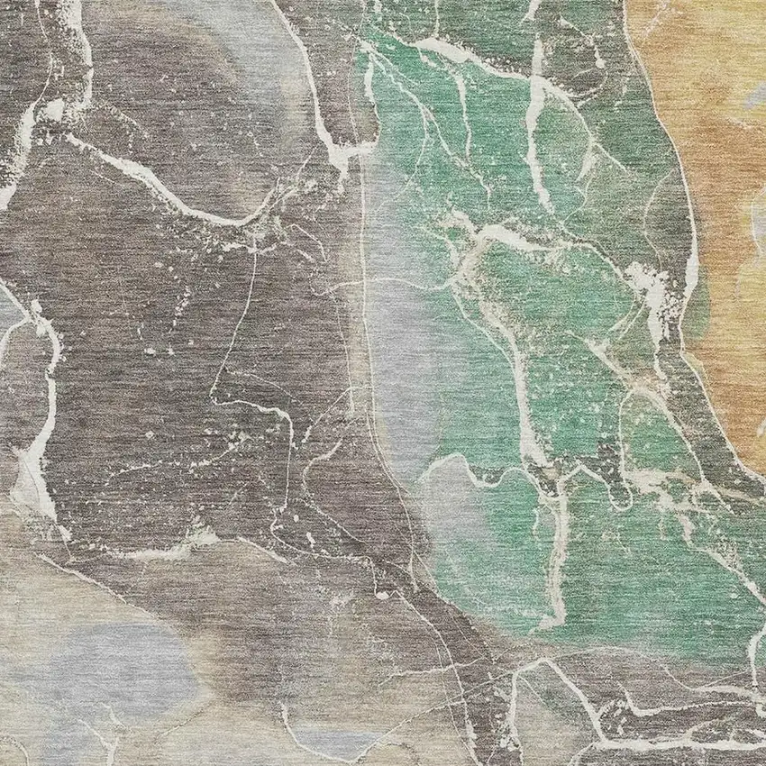 Taupe Brown And Gray Abstract Washable Area Rug With UV Protection Photo 3