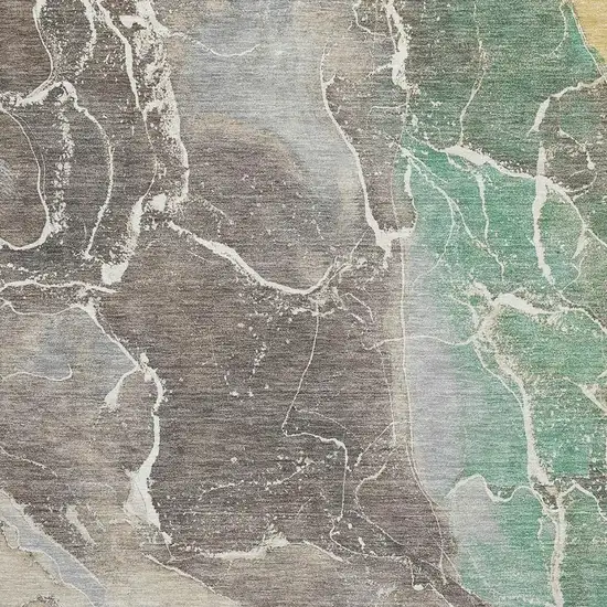 Taupe Brown And Gray Abstract Washable Area Rug With UV Protection Photo 2