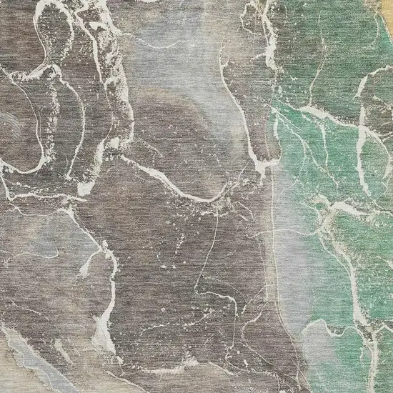 Taupe Brown And Gray Abstract Washable Area Rug With UV Protection Photo 2