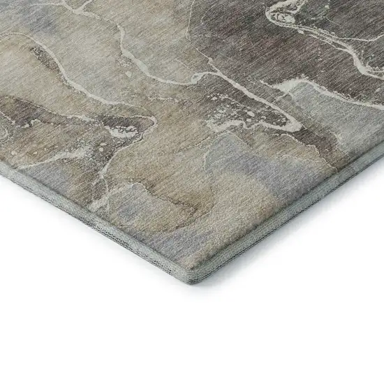 Taupe Brown And Gray Abstract Washable Area Rug With UV Protection Photo 7