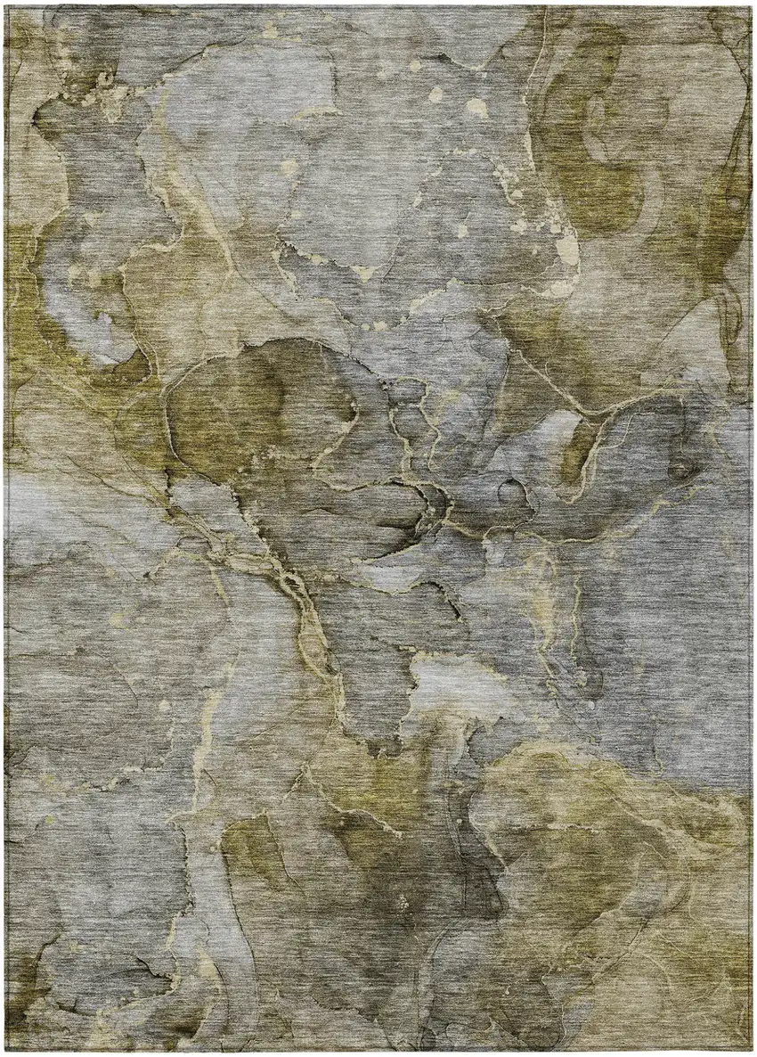 Taupe Brown And Gray Abstract Washable Indoor Outdoor Area Rug Photo 2